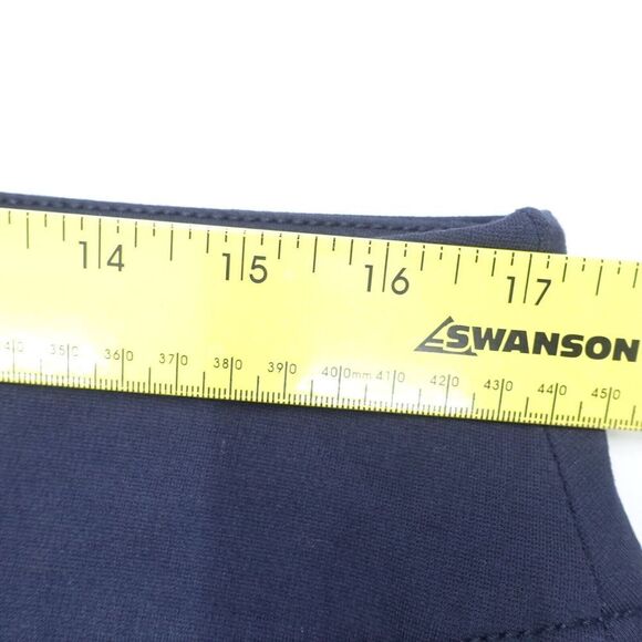 Worthington Pencil Skirt Womens Large Navy Blue Stretch Front Slit Modest Career - Picture 4 of 6